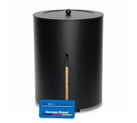 MS Beschläge Caja de pellets con ruedas, redonda, diámetro de 38 cm, revestida, color negro, recipiente para pellets o leña, 50 cm de altura
