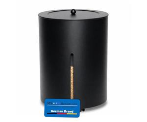 MS Beschläge Caja de pellets con ruedas, redonda, diámetro de 38 cm, revestida, color negro, recipiente para pellets o leña, 50 cm de altura