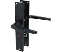 MS Beschläge - Juego de placa larga - Tirador de puerta negro - Pomo para puerta - Herrajes para puertas interiores - Juego de tiradores - Picaporte - Juego de manillas para puerta de habitación (WC