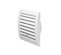 MS Beschläge Rejilla de ventilación con cierre manual con empalme, rejilla de protección contra insectos, rejilla de ventilación de plástico blanco (diámetro 100 mm)