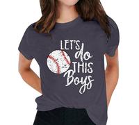 Ms Camiseta de béisbol estampada con cuello redondo manga corta Space Girl Disfraz Mujer, gris, L