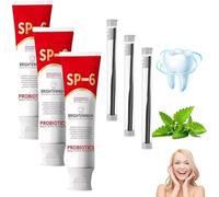 MS DRWIKEY Sp-6 Probiotics Bright White Toothpaste, Super Probiotic-6 Ultra Whitening Toothpaste, Deep Cleaning Care Toothpaste, Stain Remover for Teeth, Fresh Breath, 120G (3)