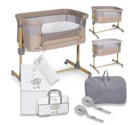 ms Minicuna Colecho Sleepy + Textil Elephant- Cuna Colecho Regulable Multialturas, Reclinable - Vestiduras Estilo Elephant e Incluye Mosquitera de Serie