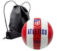 ms móvil shop Balón Atlético de Madrid 1903 Diseño Lineas Verticales Camiseta Escudo Oficial ATM Talla 5 Color Rojiblanco Fútbol + Mochila Negra para Lleva a la Playa, Piscina, Campo
