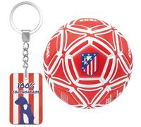 ms móvil shop Balón Atlético de Madrid Tamaño 5 con Llavero “100% Colchoneros” | Balón Oficial del Atleti en Rojo y Blanco | Pelota de Fútbol Entrenamiento y Regalo para Aficionados Colchoneros