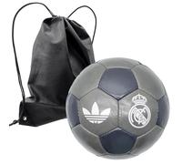 ms móvil shop Balón Fútbol Real Madrid 2024-25 Club Trefoil Tamaño 5 Color Gris + Mochila Negra | Diseño con Escudo del Club | para Juego, Entreno Fans