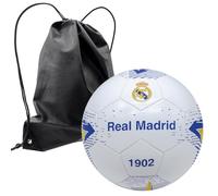 ms móvil shop Balón Real Madrid Escudo Desde 1902 Galáctico Talla 5 Producto Oficial + Mochila Negra para Llevarlo a la Playa, Piscina, Campo