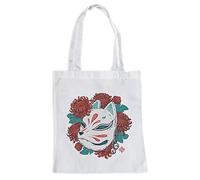 ms móvil shop Bolsa de tela Blanca con Asas Largas 33 x 36 cm Mascara Kitsune | Tote Bag I Love Japan