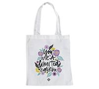 ms móvil shop Bolsa de tela Blanca con Asas Largas 33 x 36 cm You are a limited edition | Tote Bag Frases