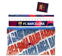 ms móvil shop Estuche Escolar Barcelona FC con Regla, Lápiz, Goma y Sacapuntas | Diseño Oficial con Escudo del Club | Estuche Transparente con Cremallera | Compacto y Resistente