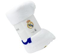 ms móvil shop Manta Coralina Real Madrid Oficial 150x95 cm | 100% Poliéster Suave y Cálido | Escudo del Real Madrid | Licencia Oficial Aficionados al Fútbol, Niños y Adultos
