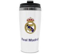 ms móvil shop REAL MADRID Taza Térmica de Café Acero inoxidable | 100% Oficial | Bebidas Frias y Calientes con cierre seguro (Blanco)