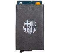 ms móvil shop Tarjetero Metálico Barcelona FC - Piel Negra con Escudo Oficial - Diseño Compacto y Elegante - Accesorio para Aficionados Culés - Producto Oficial del Barça
