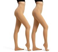 Ms.Myland 2 pares de medias opacas para mujer, nailon suave 480D, control regular, multicolor, parte superior de terciopelo