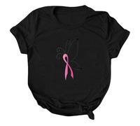 Ms Printing Camiseta Mes Internacional de Conciencia para el Cáncer de Mama Pendientes Bisutería, Negro , XXL
