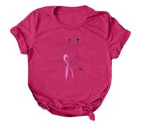 Ms Printing Camiseta Mes Internacional de Conciencia para el Cáncer de Mama Pendientes Bisutería, Rosa intenso., S