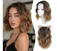 Ms Taj Extensiones de pelo de 25 cm, color marrón caramelo con raíz oscura, para cabello fino, ondulado, aumento del volumen del cabello, aumentar el volumen del cabello, ocultar la pérdida de cabello