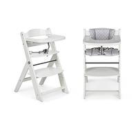 ms Trona para bebé de Madera Full de - Evolutiva- Silla Alta, Ergonómica, Regulable, Segura, Blanco/Gris
