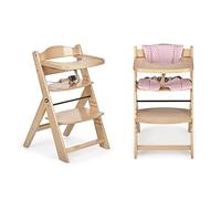 ms Trona para bebé de Madera Full de, Evolutiva, Silla Alta, Ergonómica, Regulable, Segura, Madera/Rosa