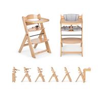 ms Trona para bebé de Madera Full PLEGABLE - Evolutiva- Silla Alta, Ergonómica, Regulable, Segura, Madera/Gris