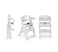 ms Trona para bebé de Madera Full PLEGABLE - Evolutiva- Silla Alta, Ergonómica, Regulable, Segura, Blanco/Blanco