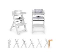 ms Trona para bebé de Madera Full PLEGABLE - Evolutiva- Silla Alta, Ergonómica, Regulable, Segura, Blanco/Gris