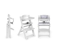 ms Trona para bebé de Madera Full PLEGABLE - Evolutiva- Silla Alta, Ergonómica, Regulable, Segura, Blanco/Gris