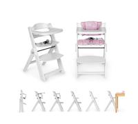 ms Trona para bebé de Madera Full PLEGABLE - Evolutiva- Silla Alta, Ergonómica, Regulable, Segura, Blanco/Rosa
