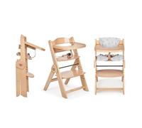ms Trona para bebé de Madera Full PLEGABLE - Evolutiva- Silla Alta, Ergonómica, Regulable, Segura, Madera/Blanco
