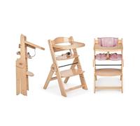 ms Trona para bebé de Madera Full PLEGABLE - Evolutiva- Silla Alta, Ergonómica, Regulable, Segura, Madera/Rosa