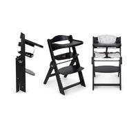 ms Trona para bebé de Madera Full PLEGABLE - Evolutiva- Silla Alta, Ergonómica, Regulable, Segura, Negro/Blanco