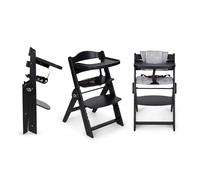 ms Trona para bebé de Madera Full PLEGABLE - Evolutiva- Silla Alta, Ergonómica, Regulable, Segura, Negro/Gris