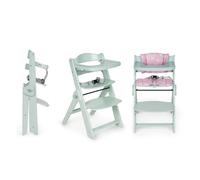 ms Trona para bebé de Madera Full PLEGABLE - Evolutiva- Silla Alta, Ergonómica, Regulable, Segura, Turquesa/Rosa