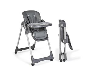 Ms - Trona Para Bebe Evolutiva Tasty - 7 Posiciones De Altura y 3 De Reclinación- Bandeja Extraíble y Reposapiés Regulable - Portatil, Plegable, Hasta 3 años - Gris Claro