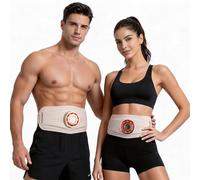 Ms.W Cinturón de Masaje EMS, estimulador de Abdominales y tonificador Muscular con 4 Modos, Varios Niveles de Intensidad, compresa térmica y luz de Colores, para Hombres y Mujeres
