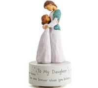 MS. WENNY Caja de música de regalo para hija, mamá e hija, figura esculpida pintada a mano, figura de estatua musical, regalos musicales para hija de mamá, cumpleaños, jugar siempre conmigo