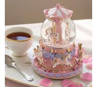 MS. WENNY Carrusel Snow Globe,Regalo de música de aniversario de cumpleaños, caja de música para esposa, hija, novia, mamá, niños, carrusel de viento con luces, toca el castillo en el cielo