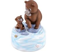 MS. WENNY Figura musical de familia de osos padre e hija - Caja de música «What a What a Wonderful World» - Idea de regalo de resina pintada a mano - Decoración emocional para Navidad, cumpleaños, día