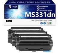 MS331dn Cartucho de Tóner de Alta Capacidad Compatible para Lexmark MS331dn MS431dn MS431dw MX331adn MX431adn MX431adw Impresoras, 3000 Páginas,Black-3 Pack