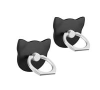 Msagkah 2Pcs Agarraderas para Teléfono Móvil, 360° Rotación Anillo Soporte, Agarre Móvil para Samsung, iPhone y Todos los Teléfonos Inteligentes (Gato-Negro)
