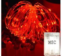 MSC - 100 luces LED de 10 m de color rojo con cable de cobre, ideal para Navidad, Navidad, fiestas, bodas, decoración Batt-Red-NoWp1