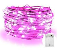 MSC 30 - Guirnalda de luces LED con cable de cobre con 8 efectos de luz, funciona con pilas, USB, 3 m, color verde, Rosa, Battery