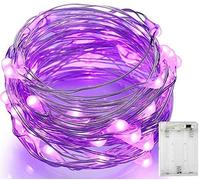 MSC 30 luces LED de 3 m, funciona con pilas, color morado en cable de cobre con efectos de luz, ideal para Navidad, fiesta, boda, decoración morado-Batt-3M