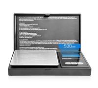 MSC Báscula digital de bolsillo de precisión de 500 g x 0,01 g, mini báscula digital de 0,01 g con diseño compacto, pantalla multiunidad, plataforma de acero inoxidable, ideal para cocina, joyas, café