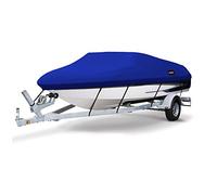 MSC - Funda Protectora de Barco remolcable, Resistente, Tejido Oxford de poliéster, Casco en V, tricasco, Bote pequeño (Modelo H - Longitud: (701 a 731 cm. Anchura: hasta 259 cm, Azul pacífico)