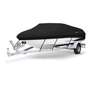 MSC Heavy Duty Oxford Ployester Made Trailerable Boat Cover,Fits V-Hull,Tri-Hull, Runabout Boat Cover (Model B - Length:14'-16' Beam Width: up to 90", Black)