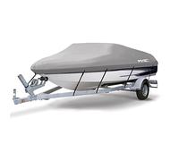 MSC Heavy Duty Oxford Ployester Made Trailerable Boat Cover,Fits V-Hull,Tri-Hull, Runabout Boat Cover (Model B - Length:14'-16' Beam Width: up to 90", Gray)