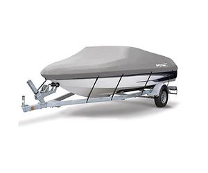 MSC Heavy Duty Oxford Ployester Made Trailerable Boat Cover,Fits V-Hull,Tri-Hull, Runabout Boat Cover (Model B - Length:14'-16' Beam Width: up to 90", Gray)