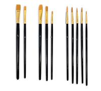 MSC Juego de 10 Pinceles de Nailon para el Cabello, Acuarela, óleo, Gouache, Pintura acrílica, cerámica, Pinceles de Arte para Manualidades (Negro)