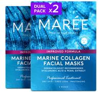 Mscara facial de colgeno Maree con cido hialurnico 2 paquete - mscaras faciales para el cuidado de la piel con extracto de algas verde y rojo -